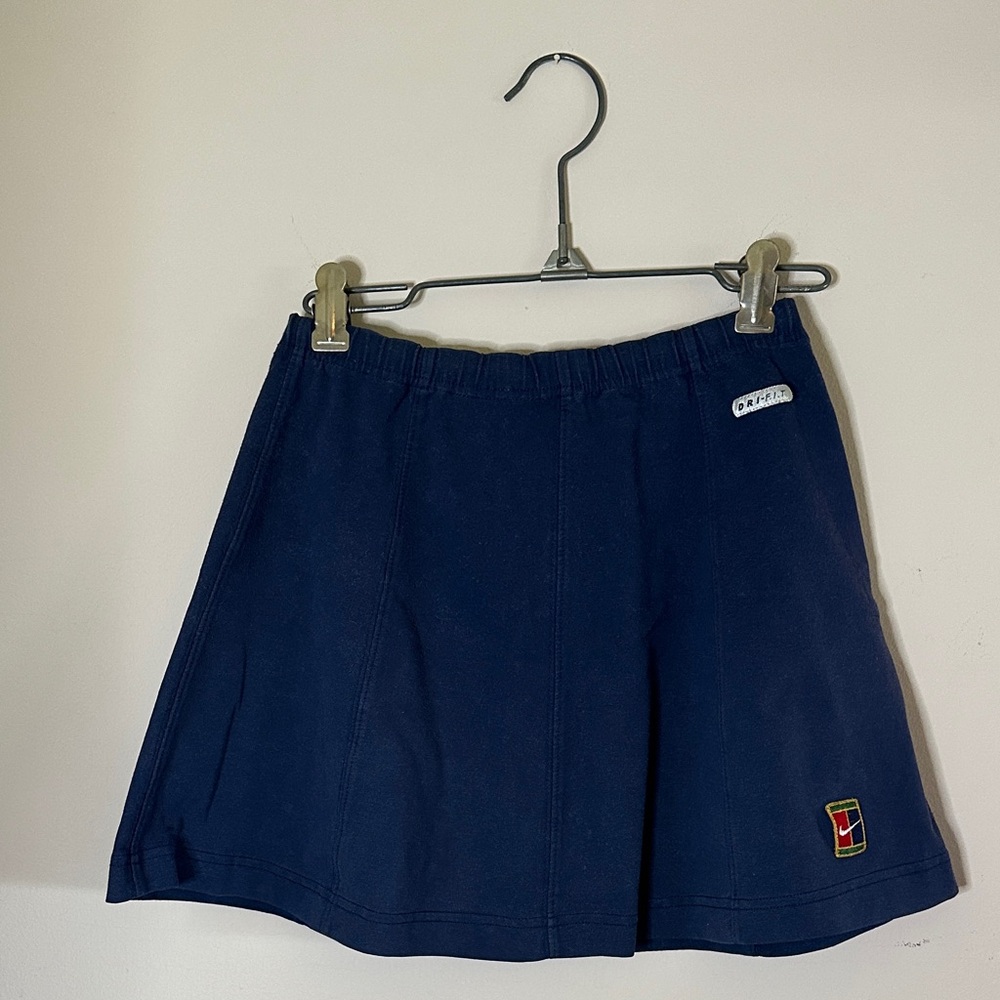 Vintage Nike Dri-FIT Navy Athletic Skirt Elastic Drawstring Stretch Cotton Small